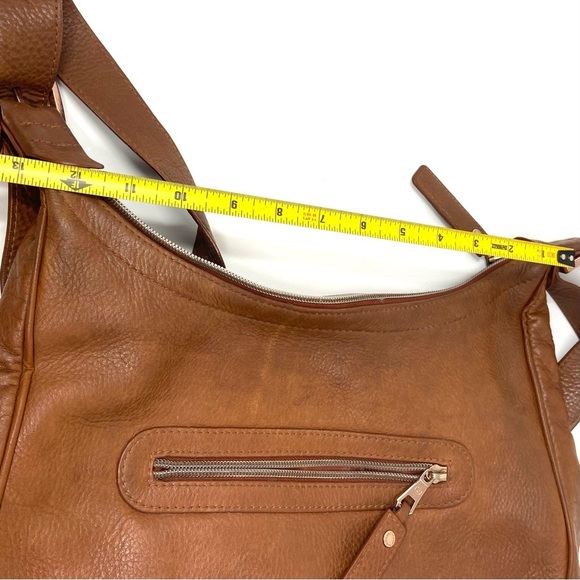 Longchamp Pebbled Leather Carmel Brown Shoulder Bag Zip Closure Adj Strap - Picture 2 of 13